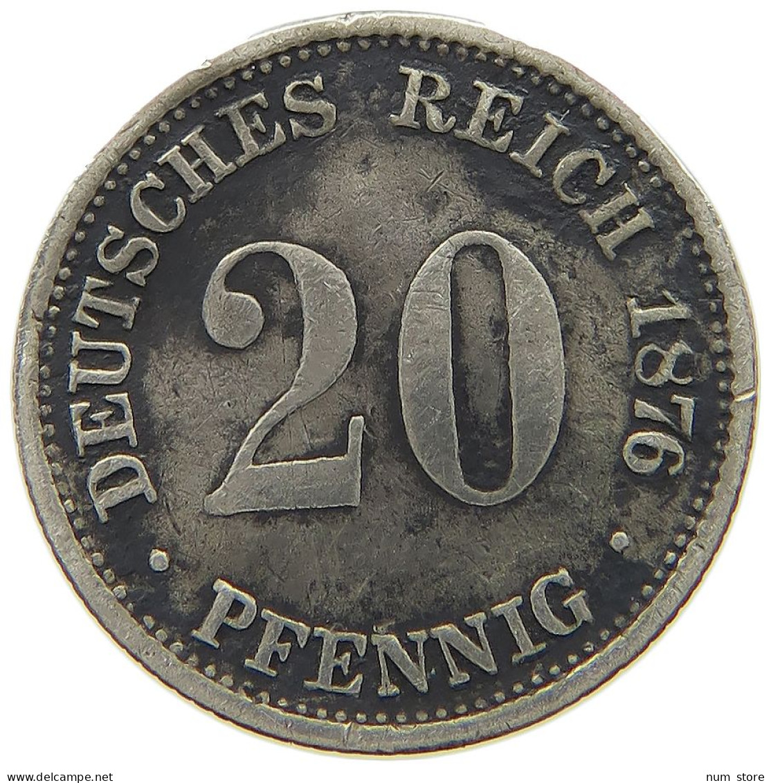 KAISERREICH 20 PFENNIG 1876 D  #a045 0627 - 20 Pfennig