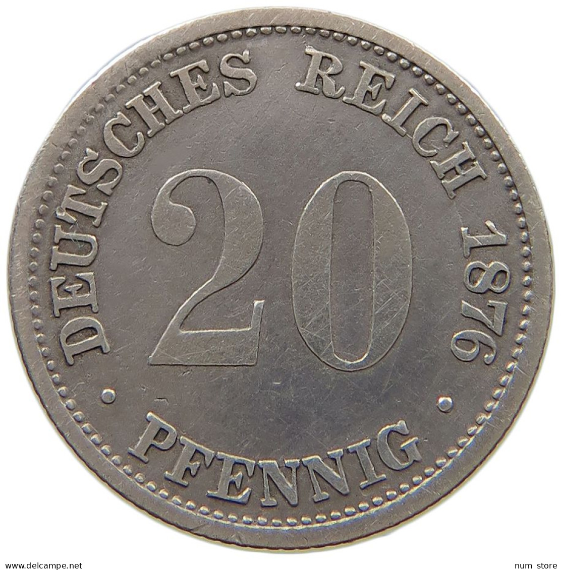 KAISERREICH 20 PFENNIG 1876 D  #t159 0117 - 20 Pfennig