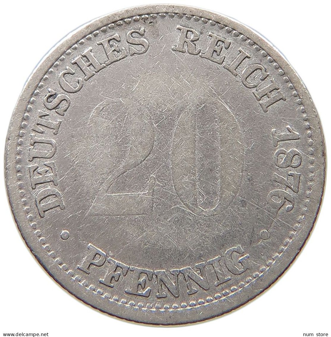 KAISERREICH 20 PFENNIG 1876 D  #a034 0001 - 20 Pfennig