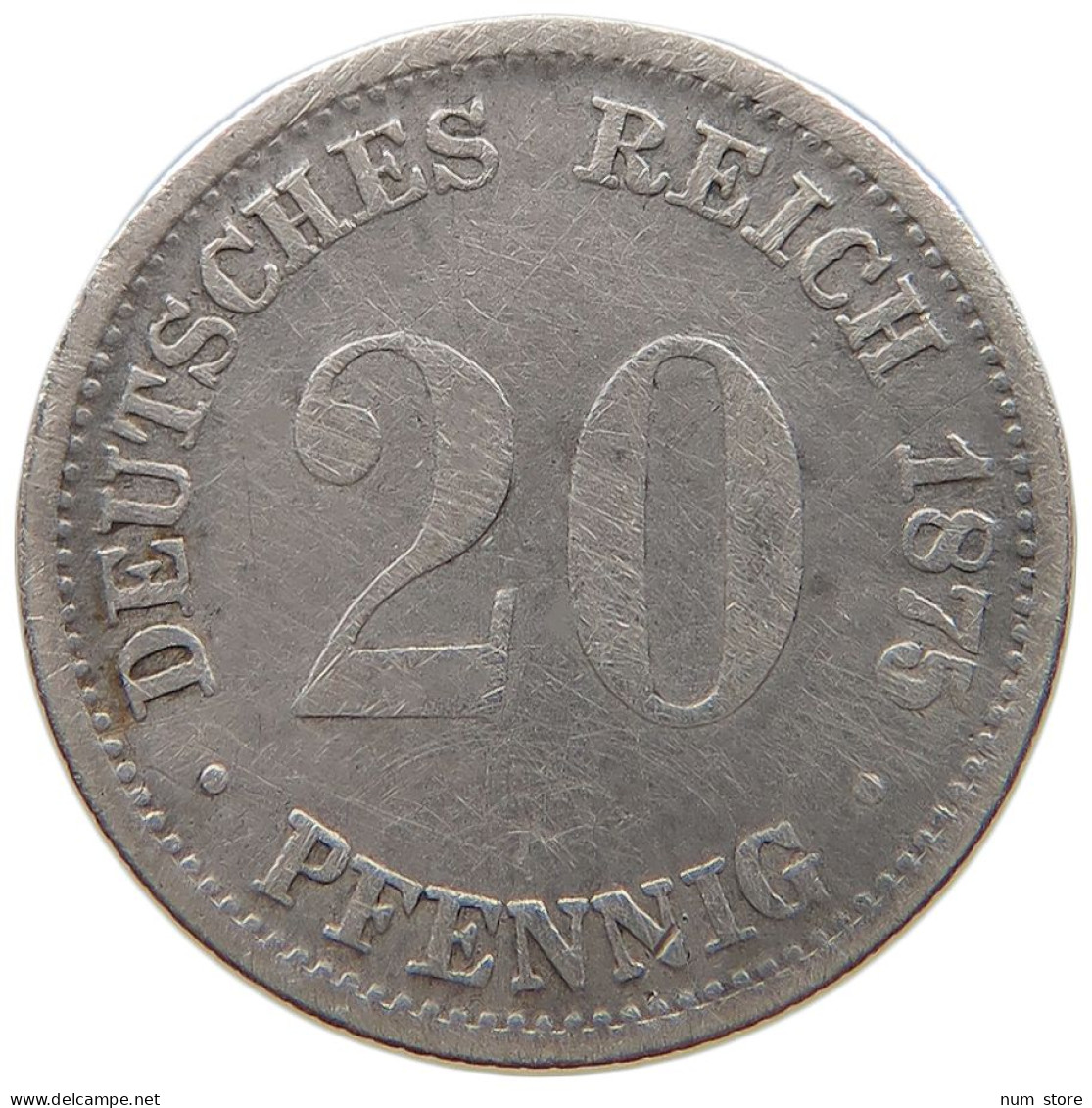 KAISERREICH 20 PFENNIG 1875 D  #a060 0373 - 20 Pfennig