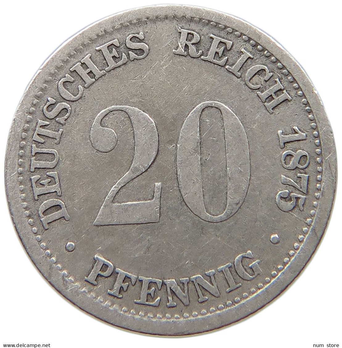 KAISERREICH 20 PFENNIG 1875 D  #t148 0775 - 20 Pfennig