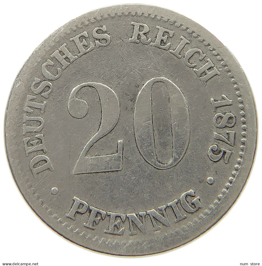 KAISERREICH 20 PFENNIG 1875 F  #a052 0561 - 20 Pfennig