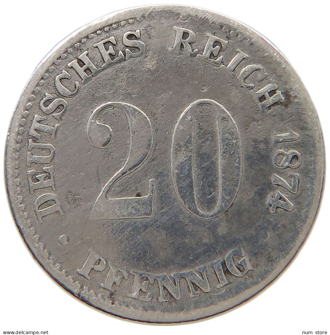 KAISERREICH 20 PFENNIG 1874 B  #a064 0485 - 20 Pfennig