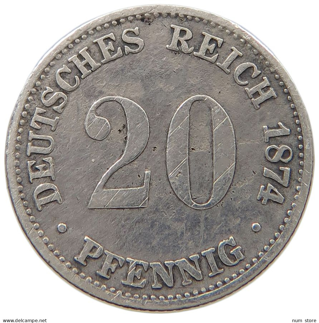 KAISERREICH 20 PFENNIG 1874 B  #a045 0887 - 20 Pfennig