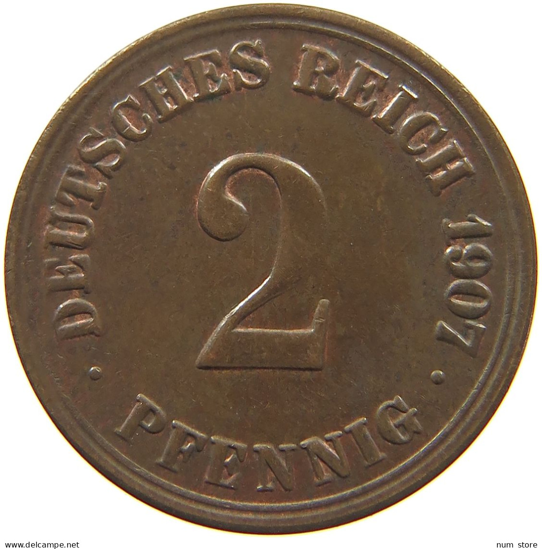 KAISERREICH 2 PFENNIG 1907 A  #c032 0745 - 2 Pfennig