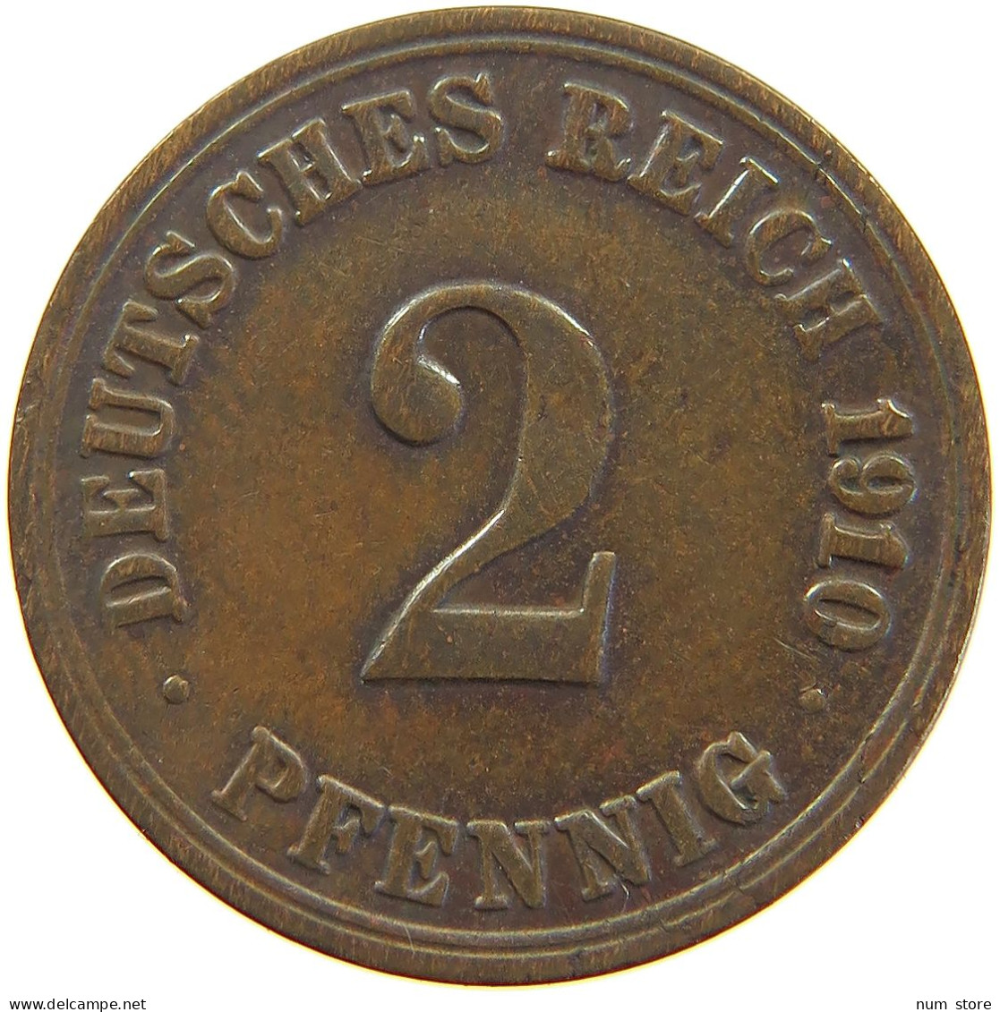 KAISERREICH 2 PFENNIG 1910 A  #a066 0701 - 2 Pfennig