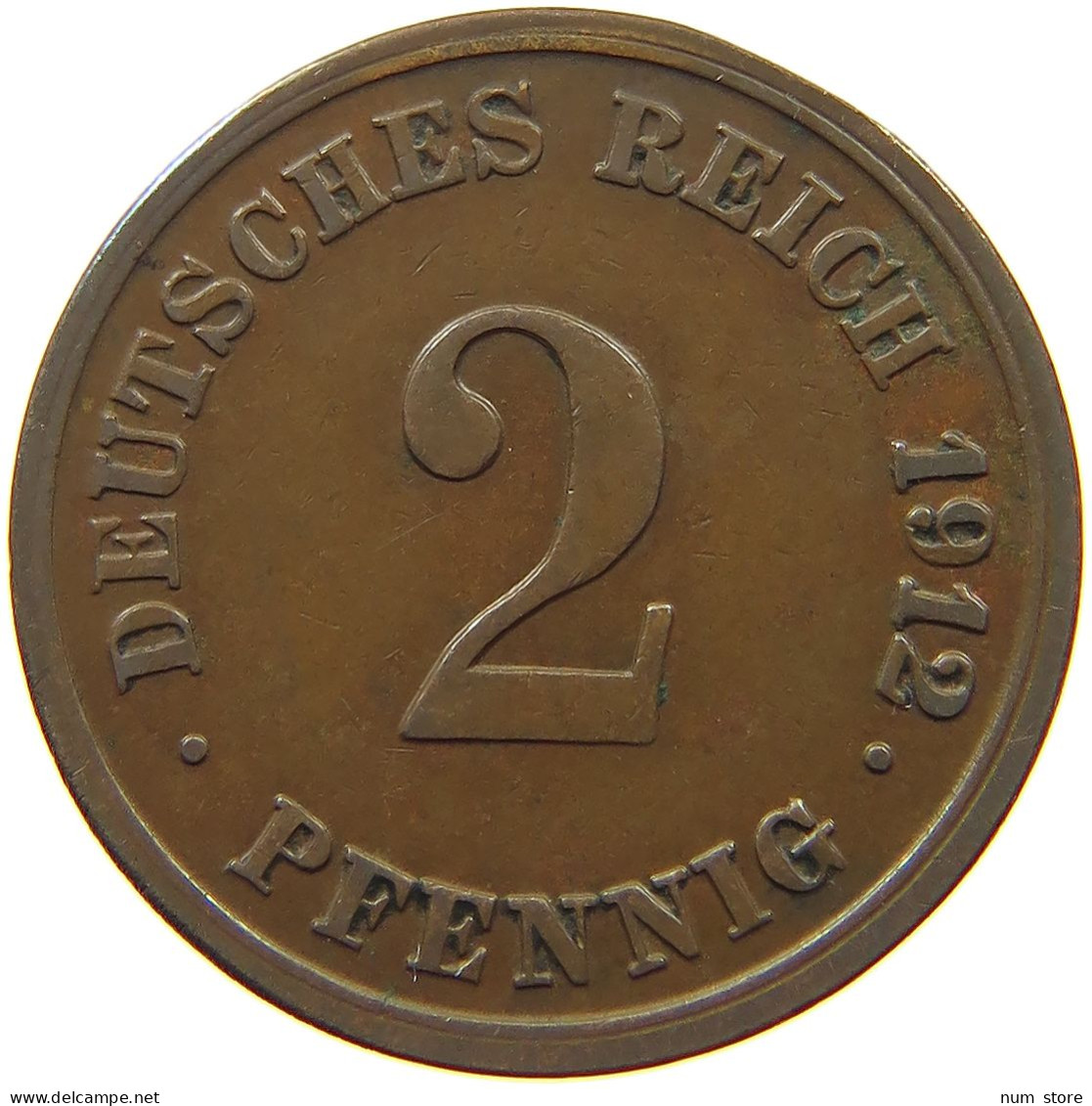 KAISERREICH 2 PFENNIG 1912 G  #s068 0359 - 2 Pfennig