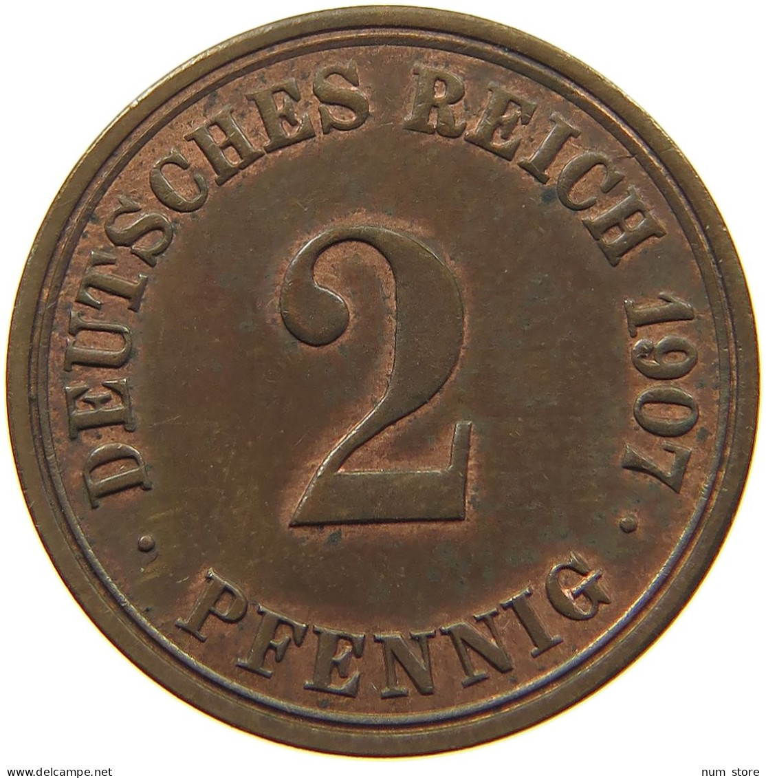 KAISERREICH 2 PFENNIG 1907 A  #c013 0311 - 2 Pfennig