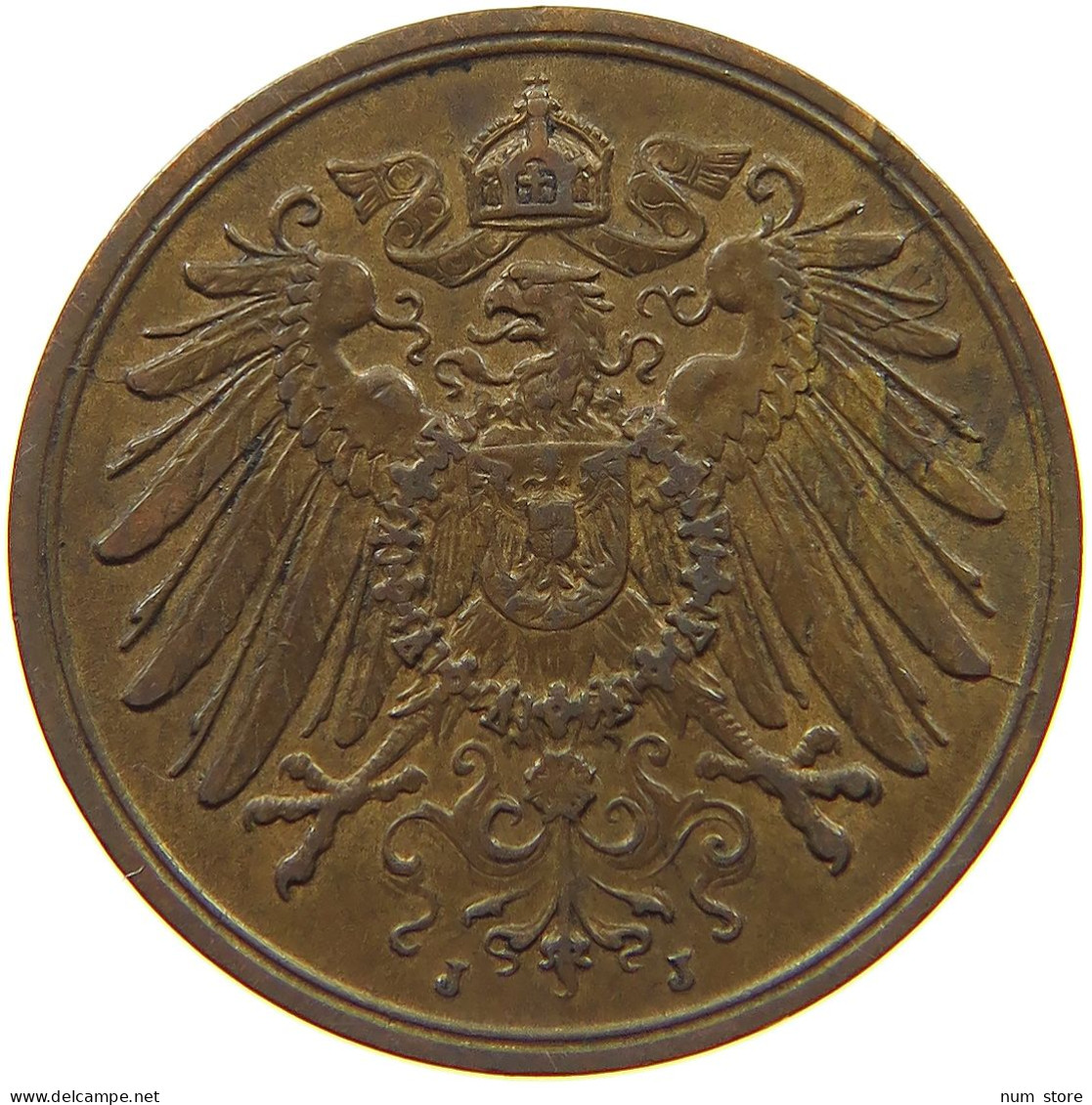 KAISERREICH 2 PFENNIG 1913 J  #s068 0425 - 2 Pfennig