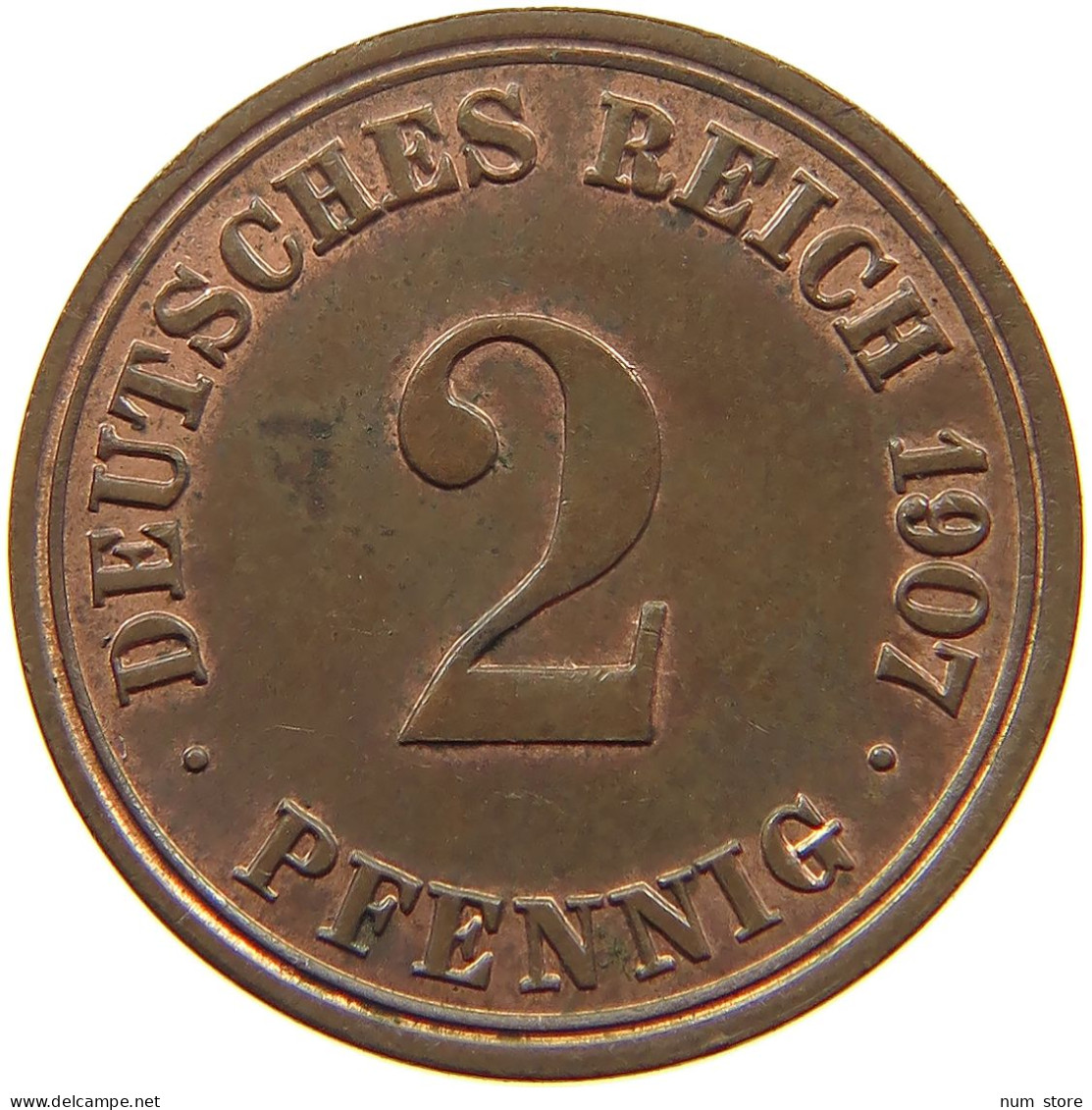 KAISERREICH 2 PFENNIG 1907 A  #s078 0031 - 2 Pfennig