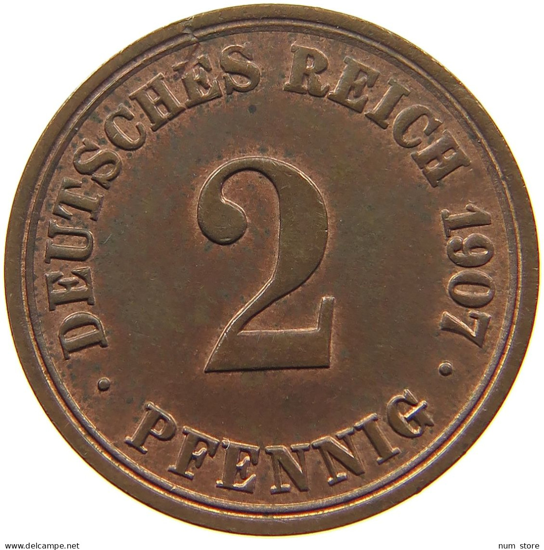 KAISERREICH 2 PFENNIG 1907 A  #c013 0321 - 2 Pfennig