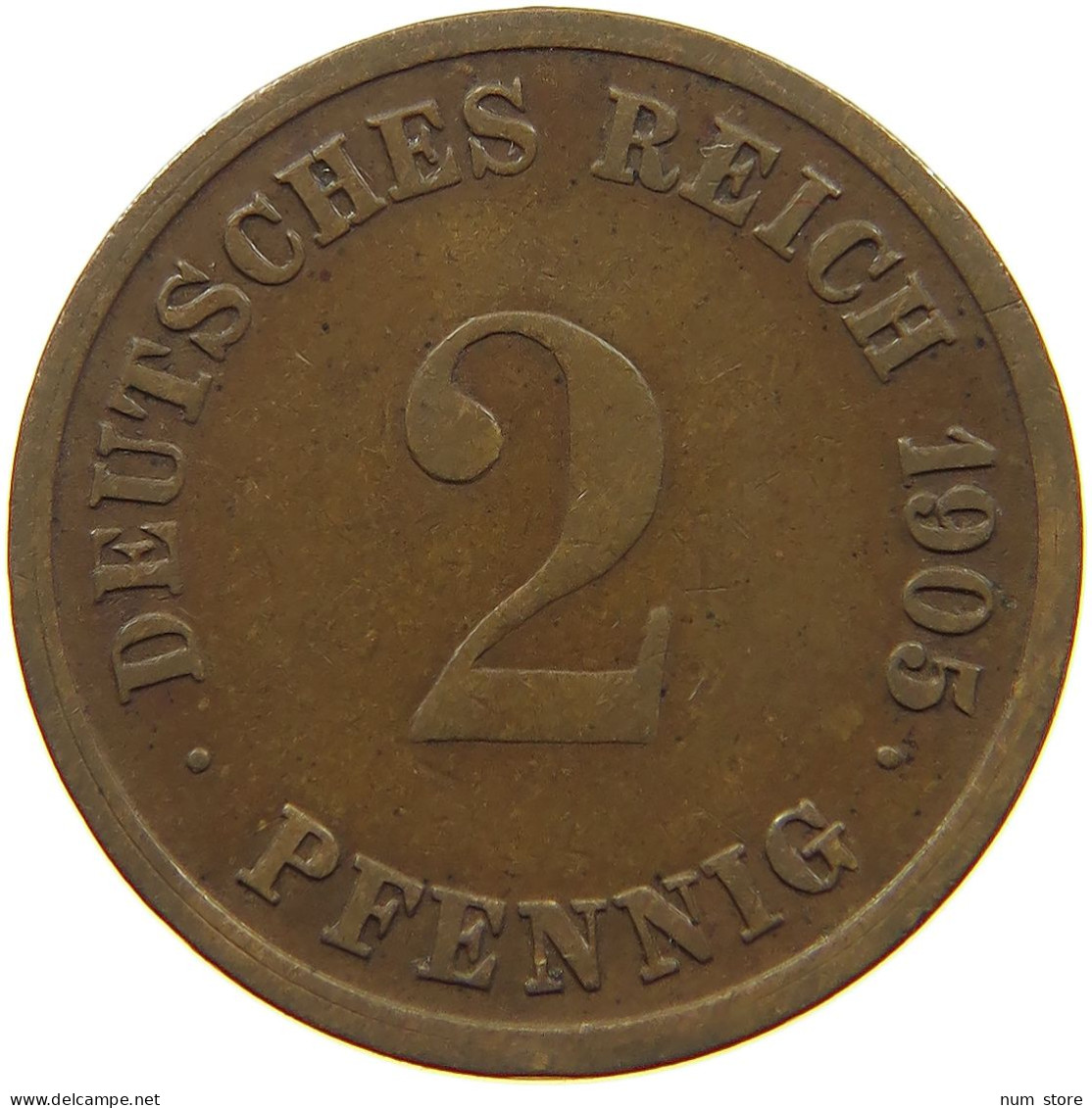 KAISERREICH 2 PFENNIG 1905 G  #a095 0627 - 2 Pfennig