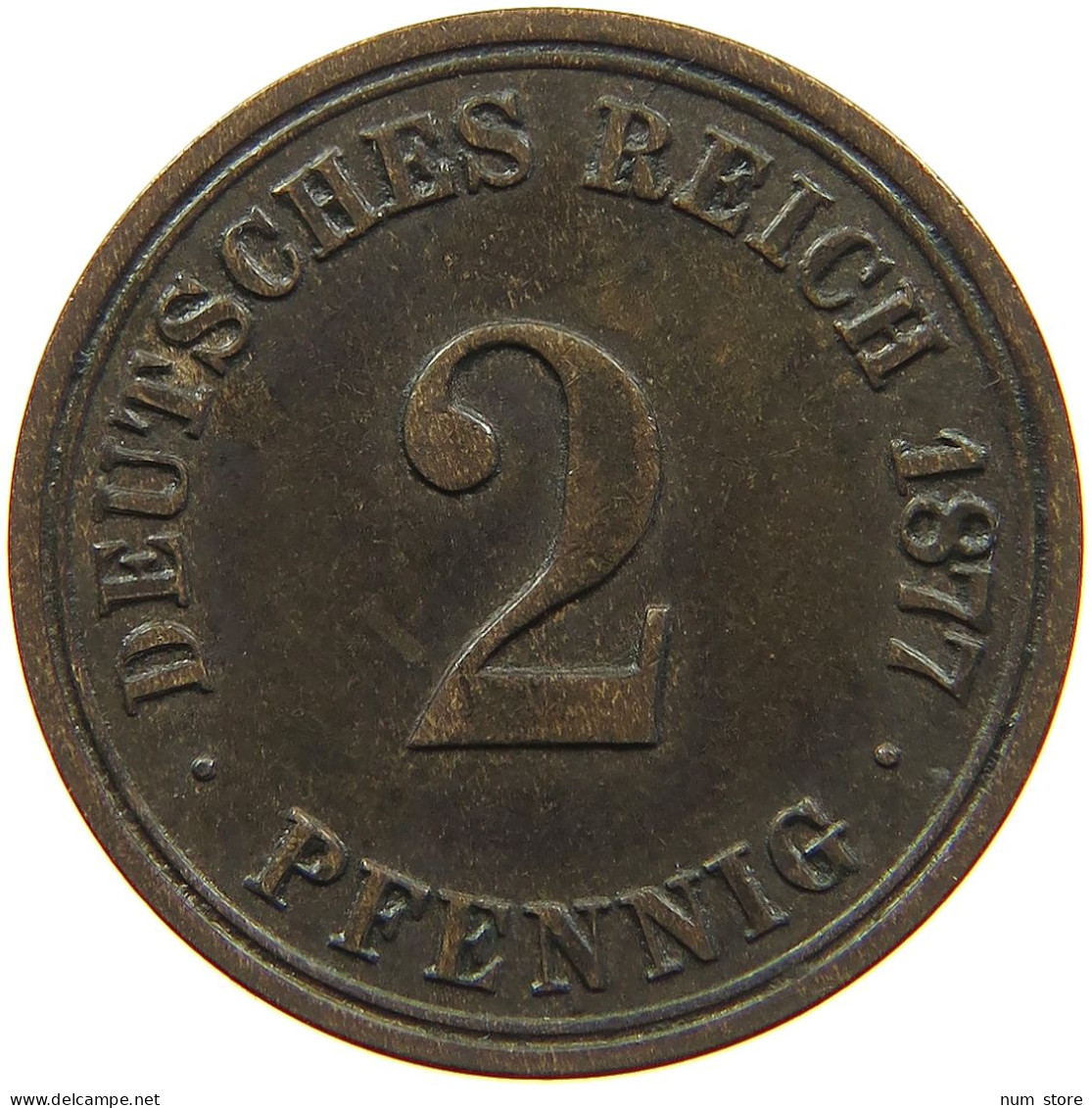 KAISERREICH 2 PFENNIG 1877 A  #t018 0183 - 2 Pfennig