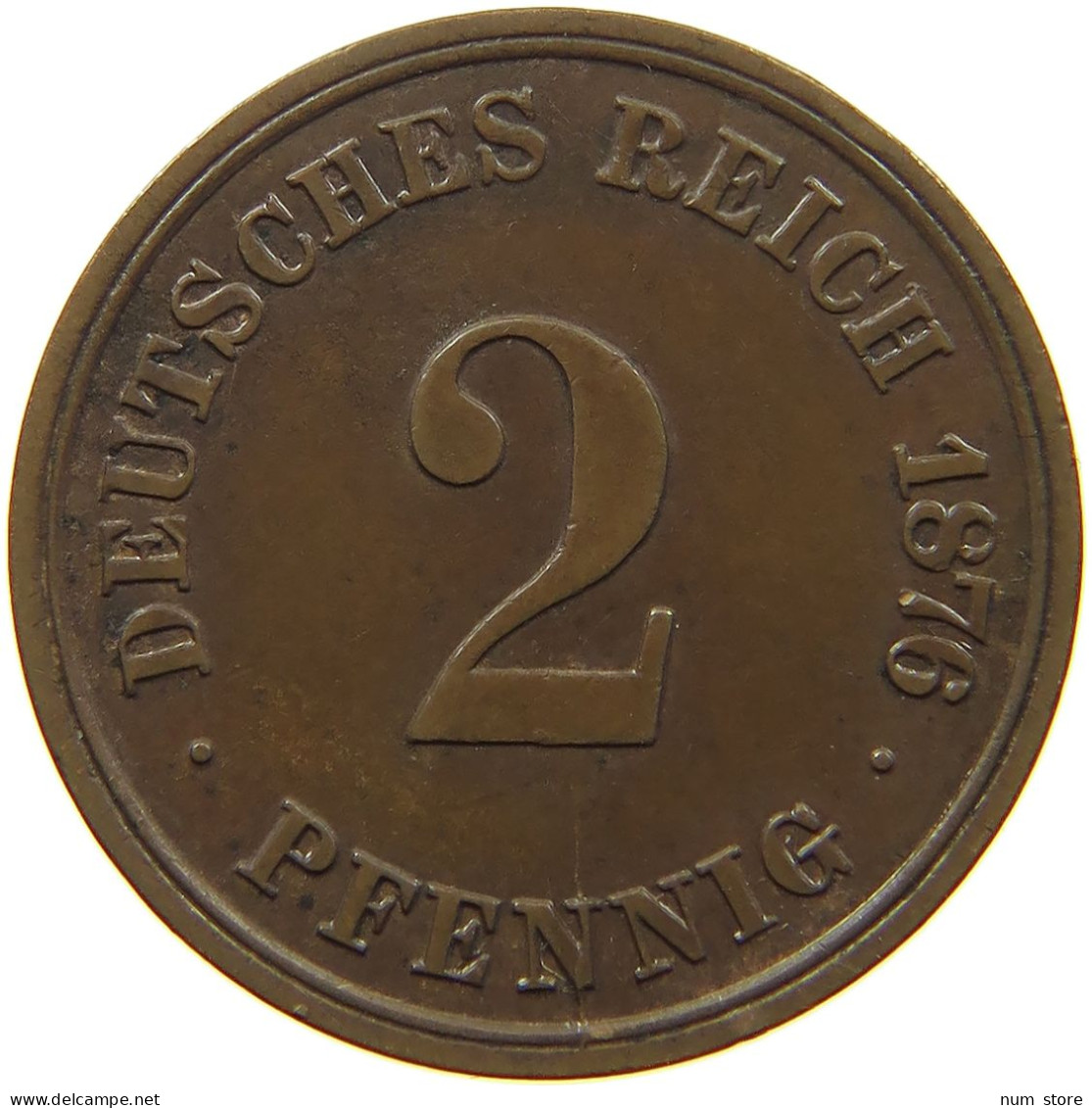 KAISERREICH 2 PFENNIG 1876 D  #a095 0603 - 2 Pfennig