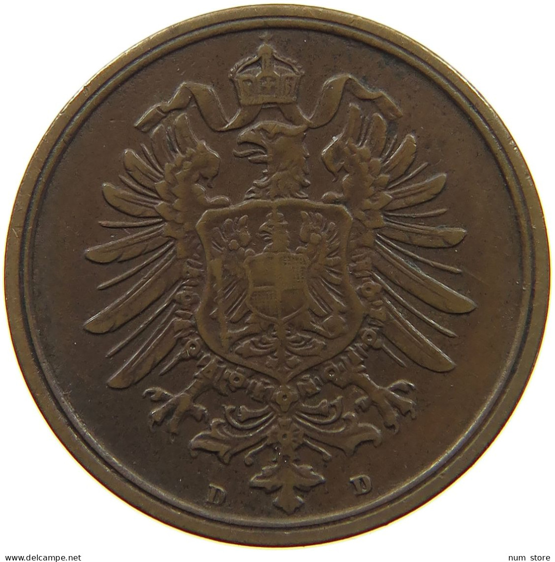 KAISERREICH 2 PFENNIG 1876 D  #a095 0603 - 2 Pfennig