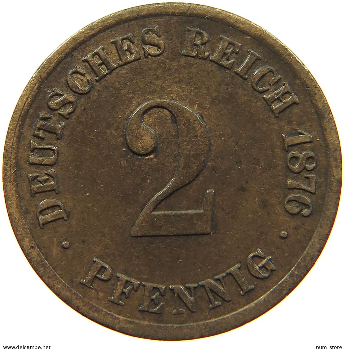 KAISERREICH 2 PFENNIG 1876 C  #t018 0185 - 2 Pfennig