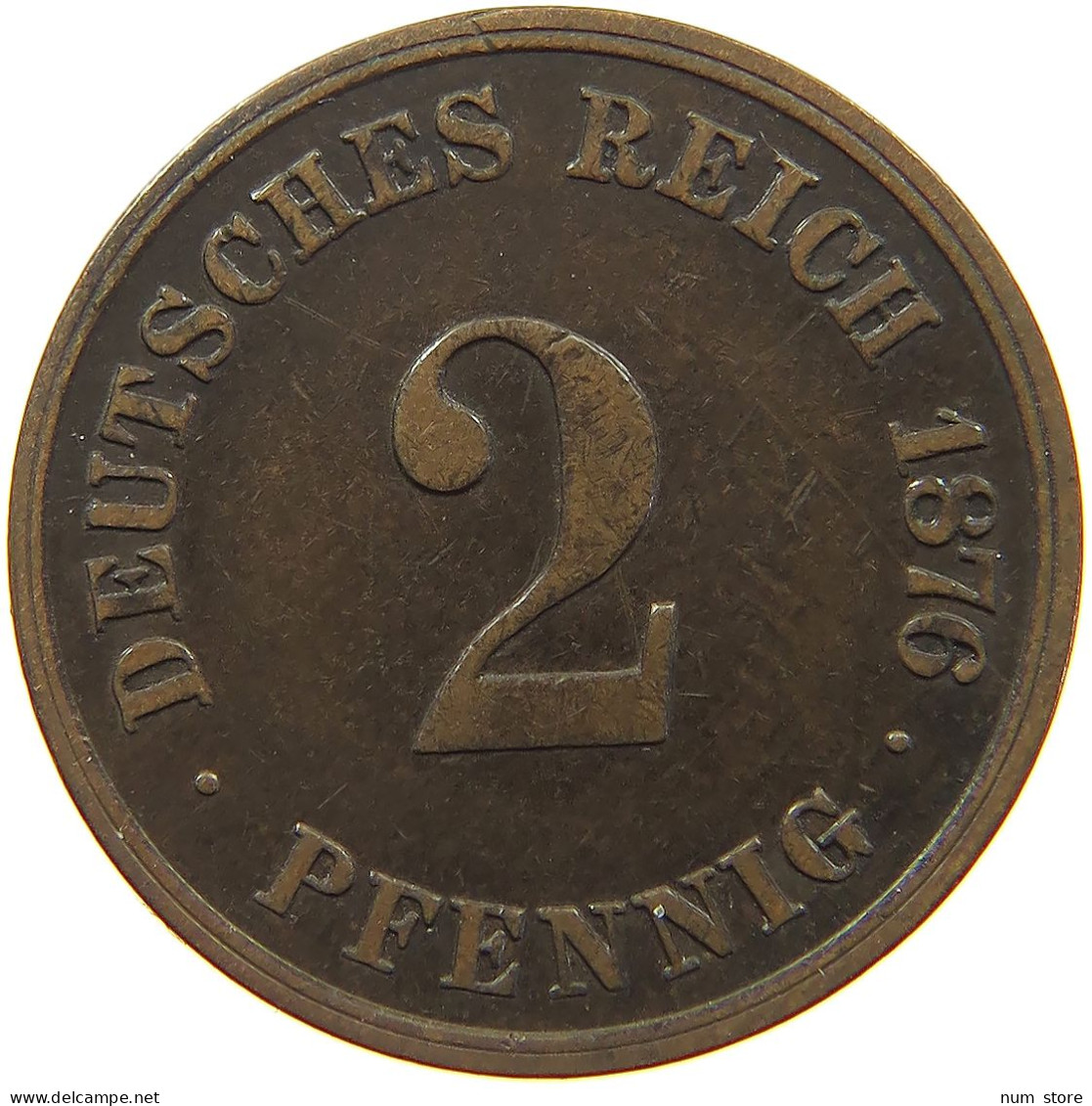 KAISERREICH 2 PFENNIG 1876 C  #s078 0029 - 2 Pfennig