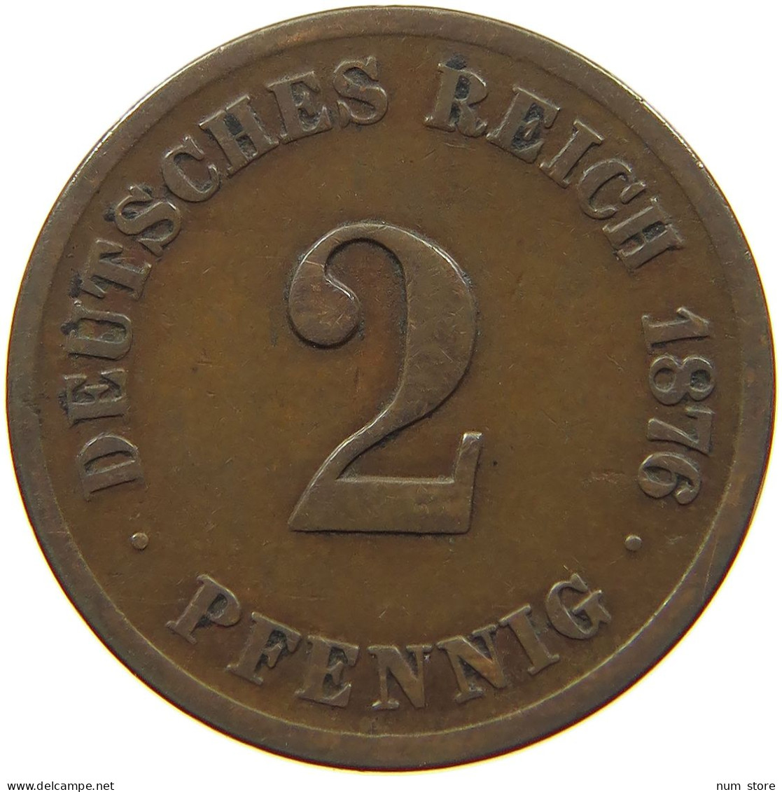 KAISERREICH 2 PFENNIG 1876 C  #s068 0401 - 2 Pfennig