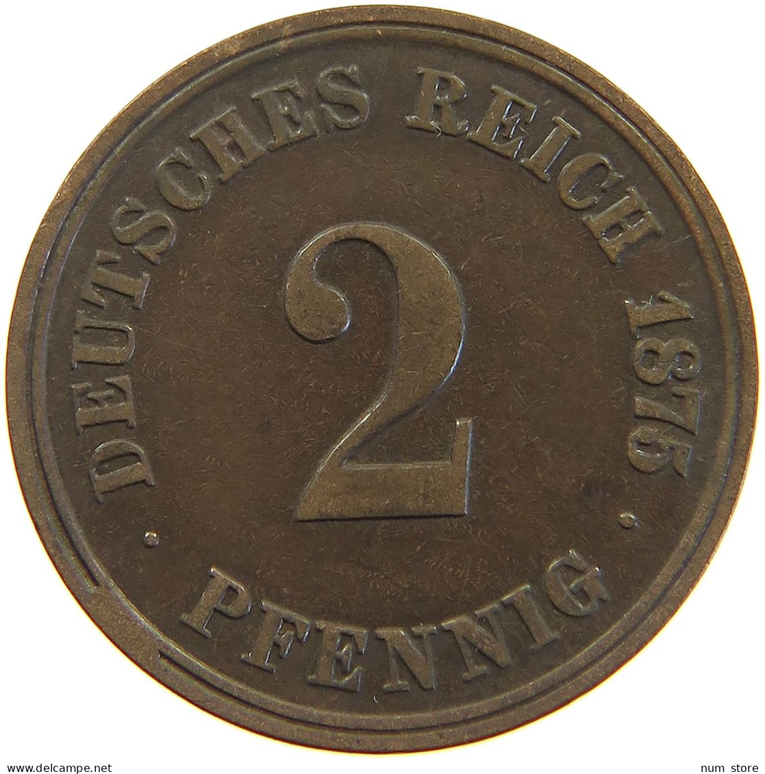 KAISERREICH 2 PFENNIG 1875 J  #a066 0743 - 2 Pfennig