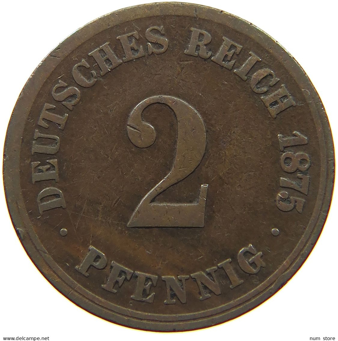 KAISERREICH 2 PFENNIG 1875 J  #s068 0435 - 2 Pfennig