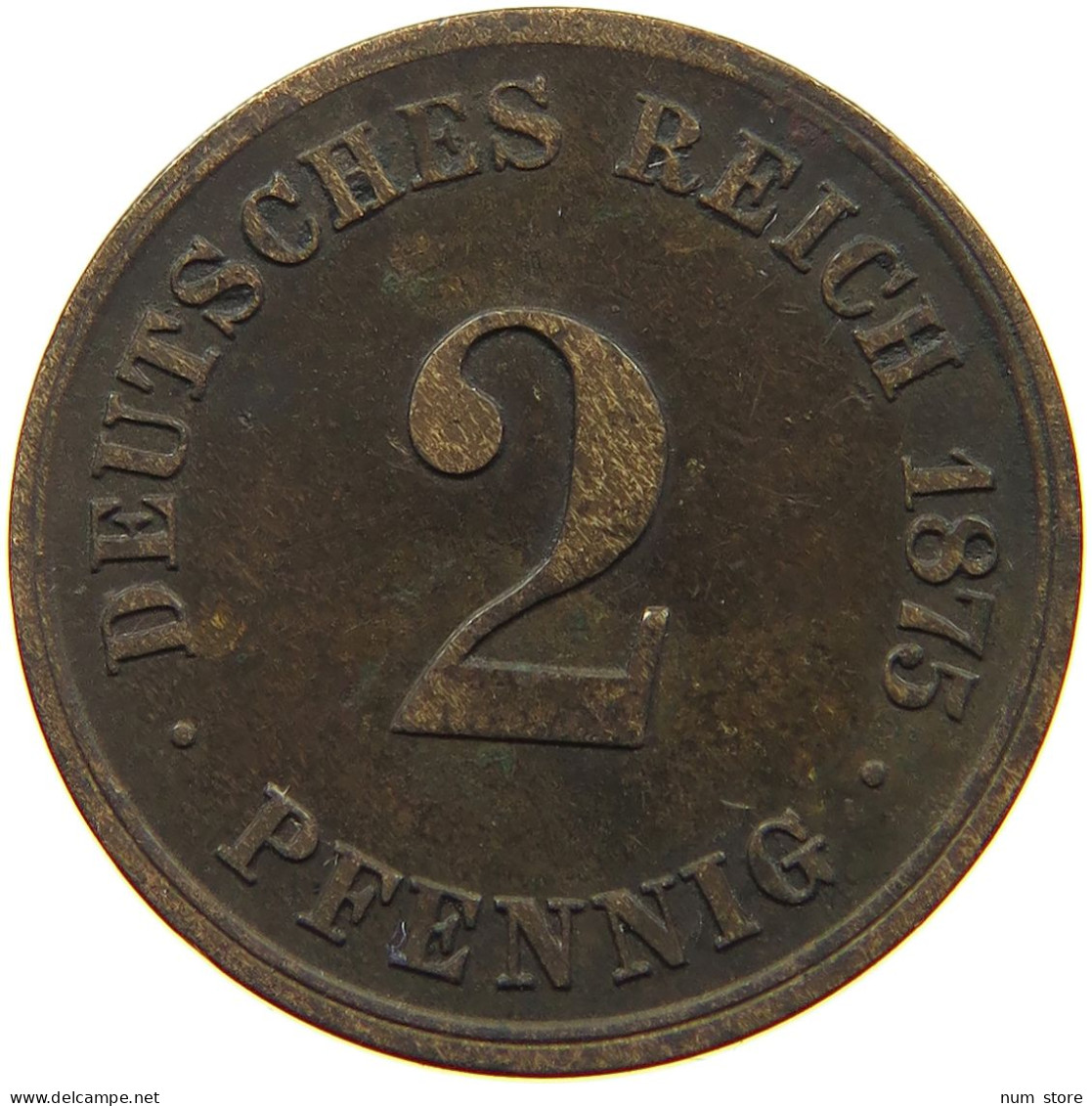 KAISERREICH 2 PFENNIG 1875 G  #a095 0607 - 2 Pfennig