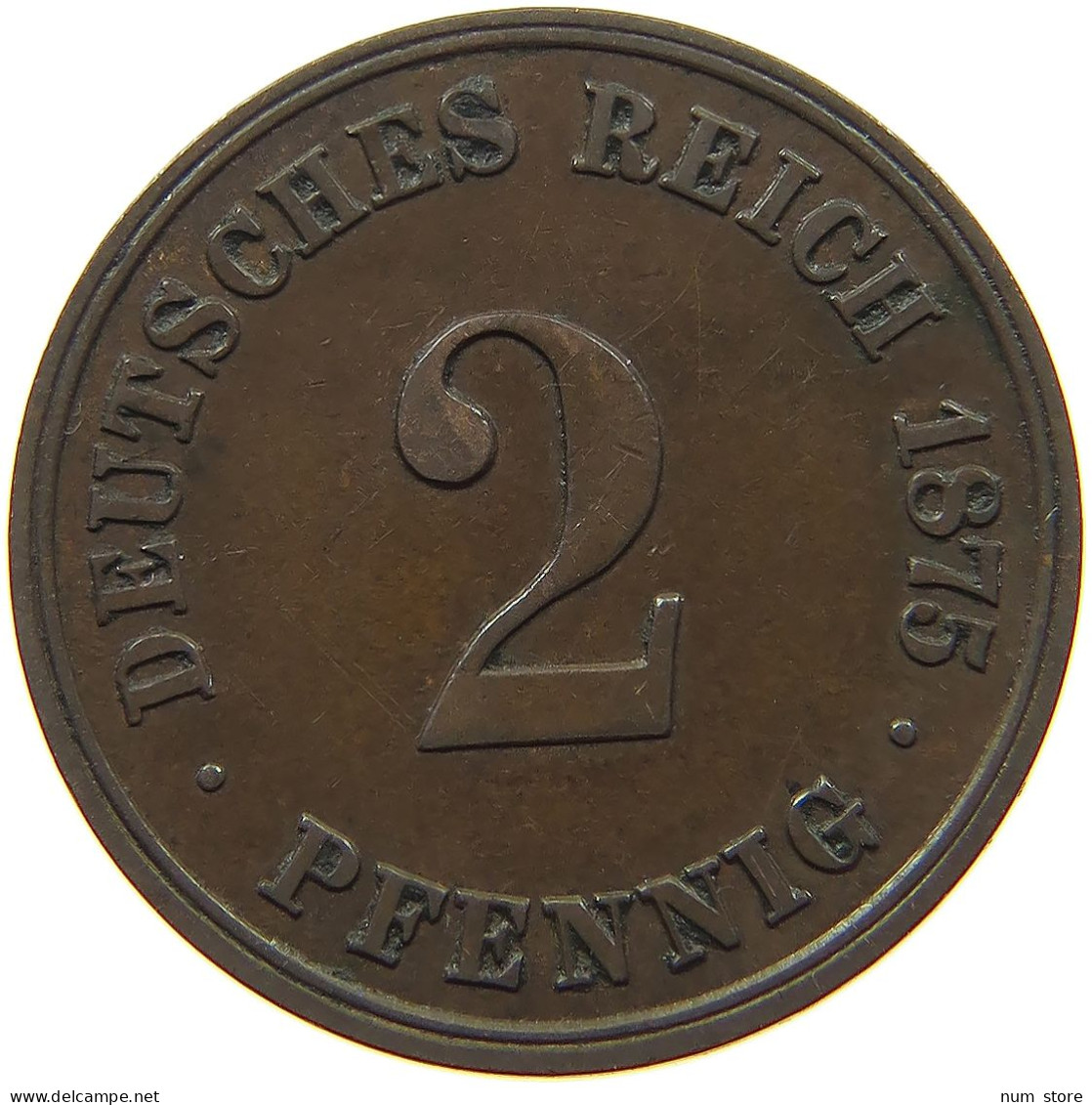 KAISERREICH 2 PFENNIG 1875 C  #s078 0753 - 2 Pfennig