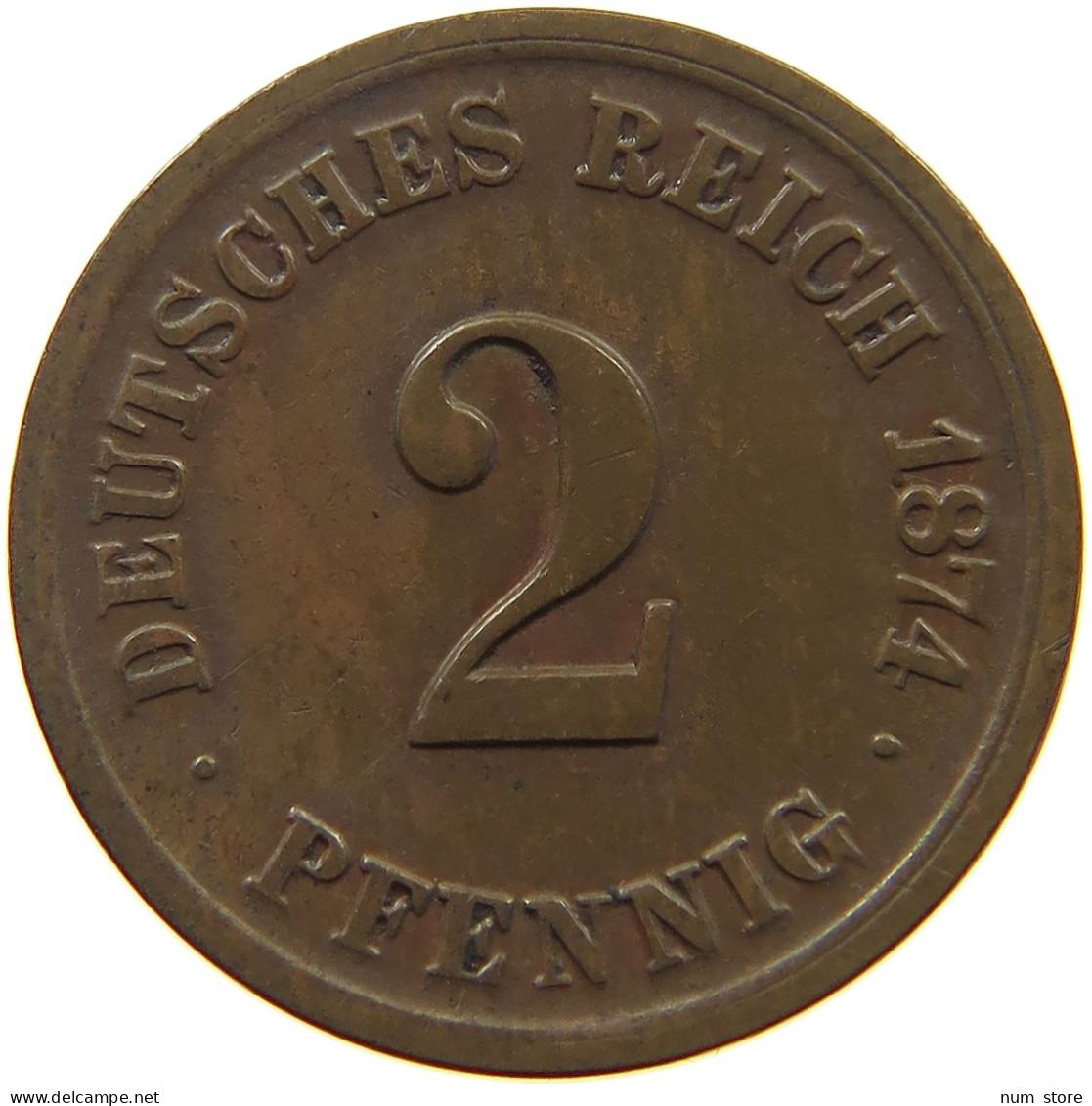 KAISERREICH 2 PFENNIG 1874 F  #a095 0619 - 2 Pfennig