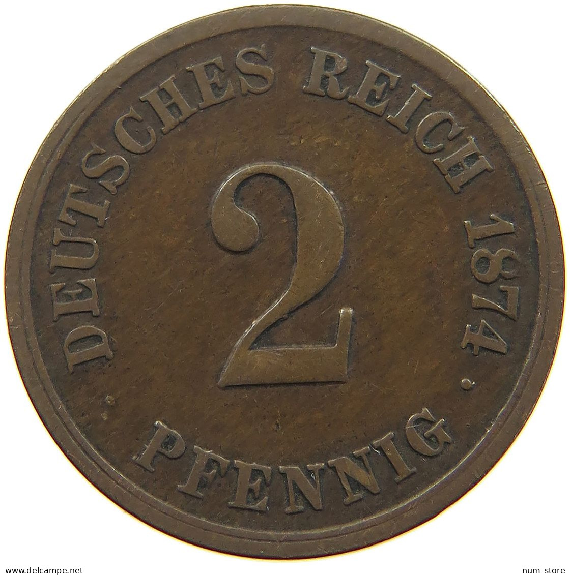 KAISERREICH 2 PFENNIG 1874 G  #a013 0147 - 2 Pfennig