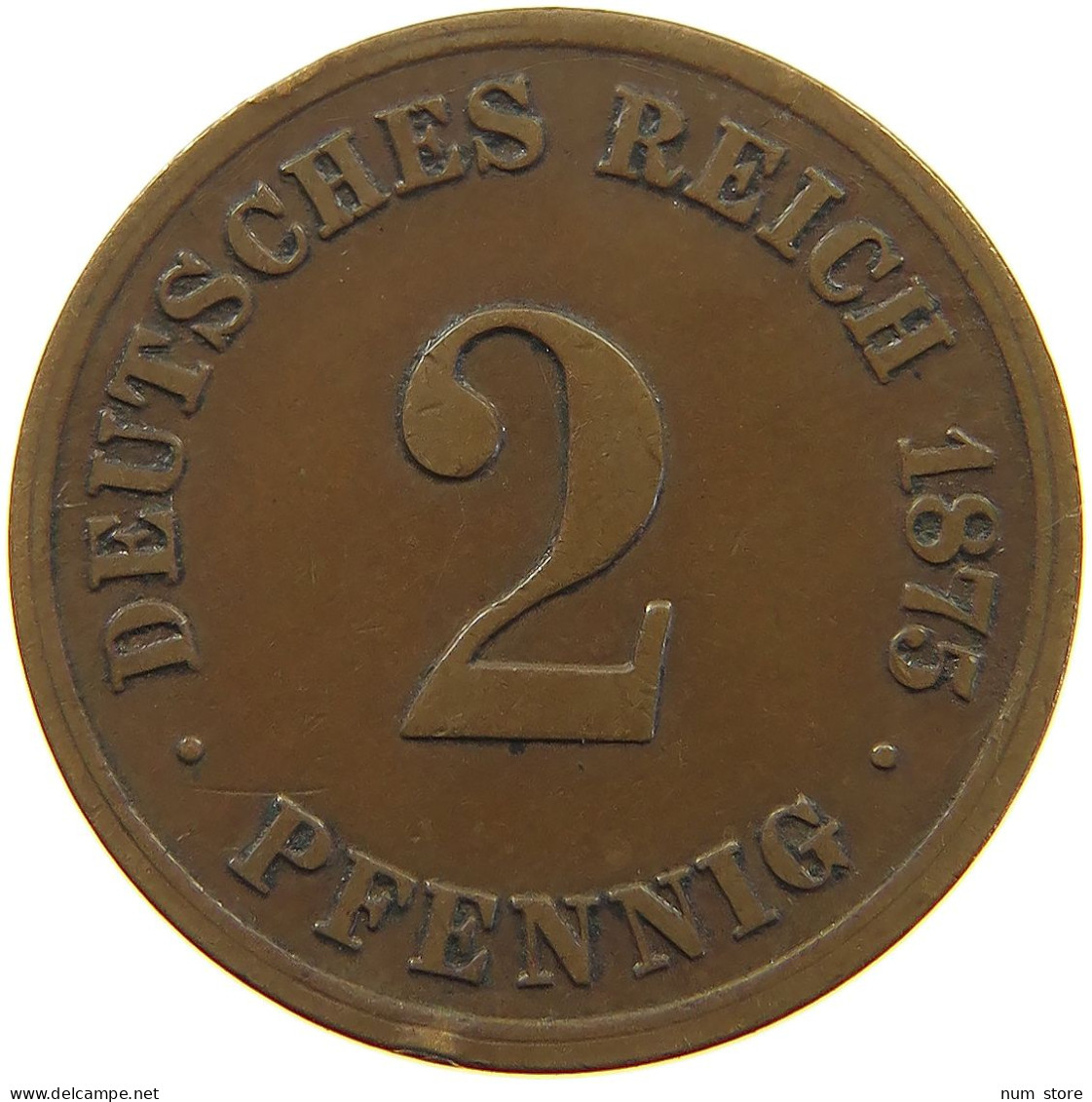 KAISERREICH 2 PFENNIG 1875 C  #a013 0093 - 2 Pfennig