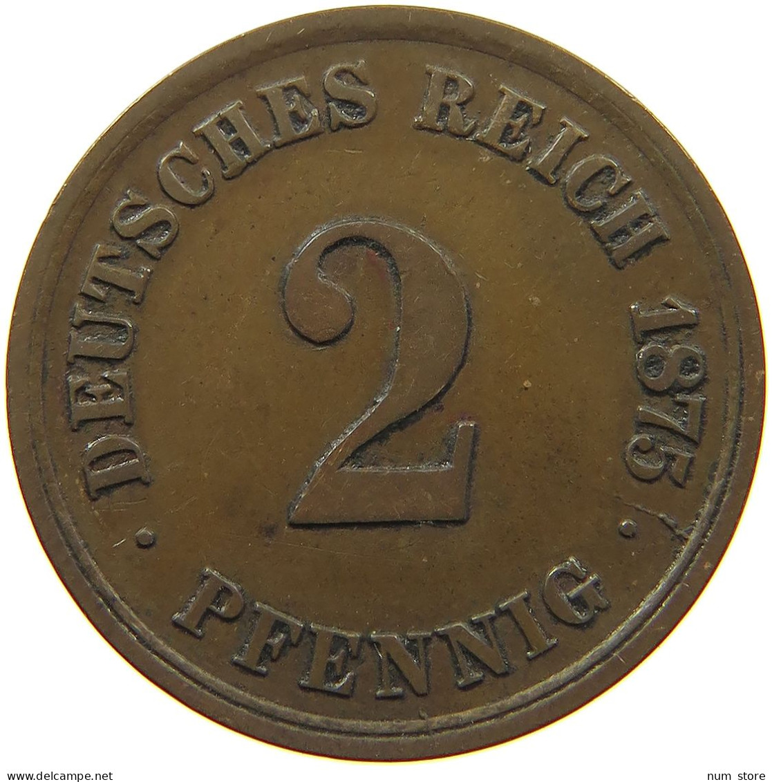 KAISERREICH 2 PFENNIG 1875 A  #s019 0221 - 2 Pfennig