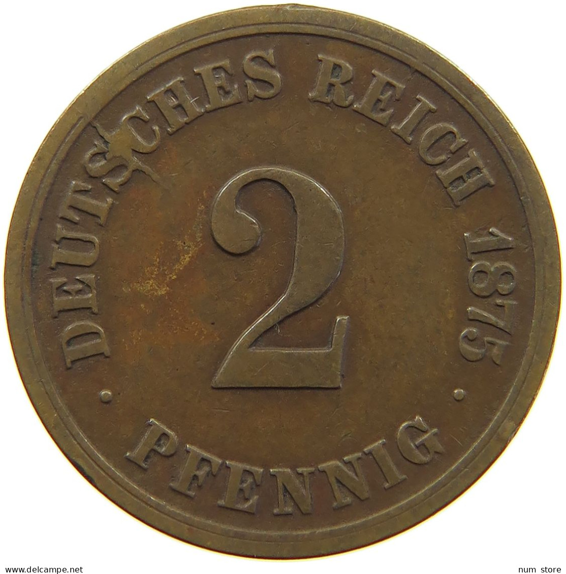 KAISERREICH 2 PFENNIG 1875 A  #a074 0587 - 2 Pfennig