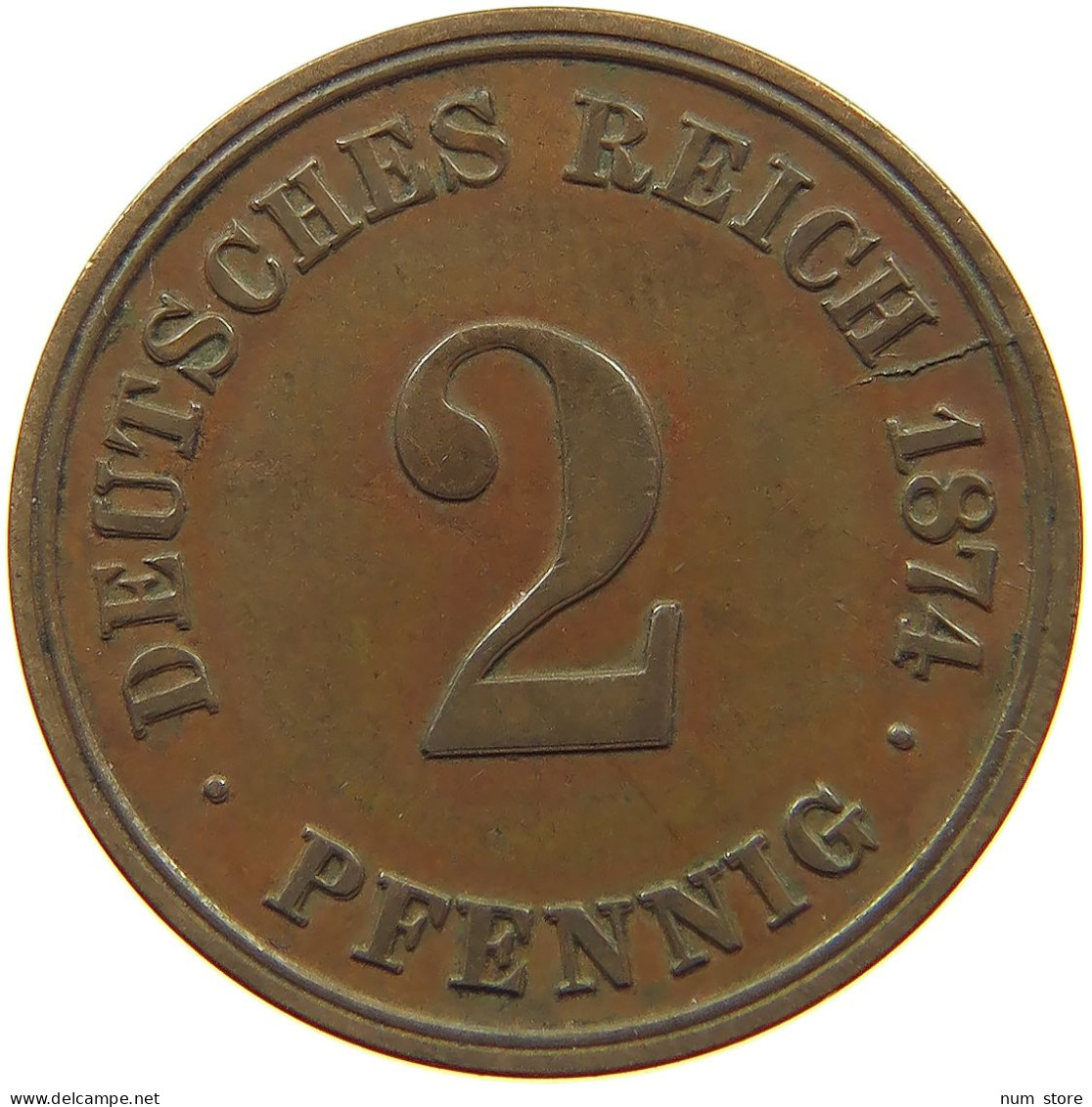 KAISERREICH 2 PFENNIG 1874 C  #s078 0033 - 2 Pfennig