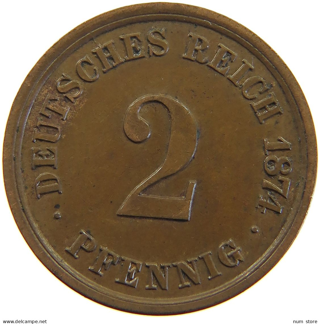 KAISERREICH 2 PFENNIG 1874 A  #a066 0699 - 2 Pfennig