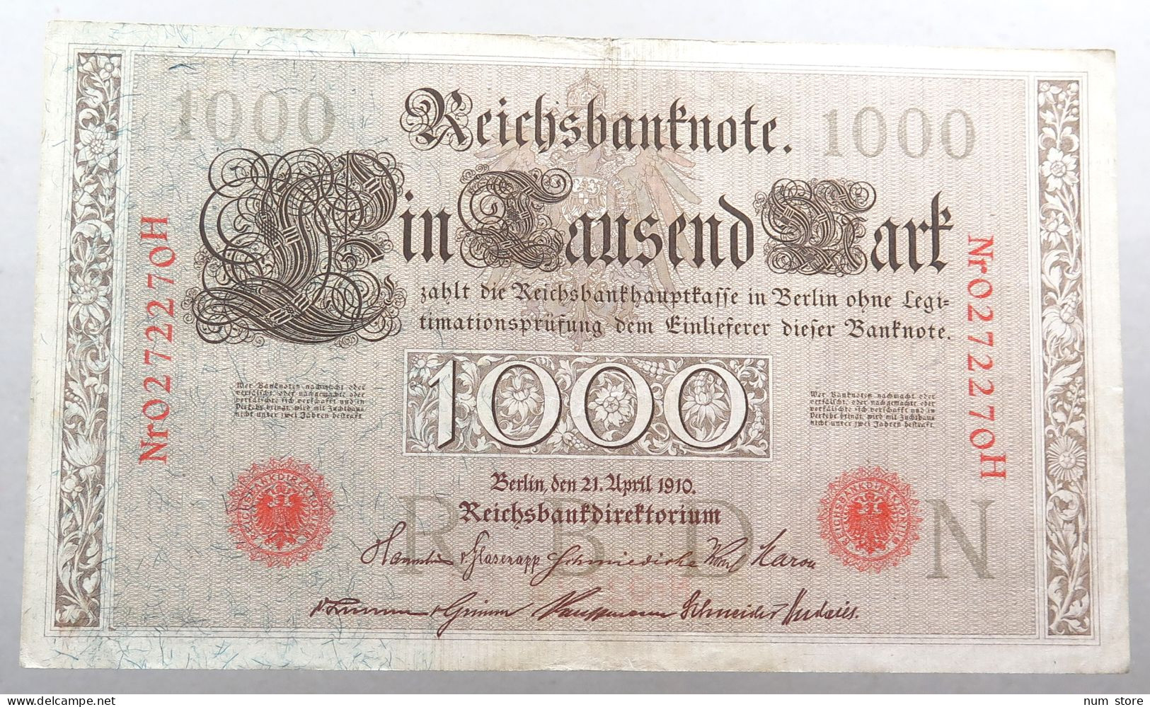 KAISERREICH 1000 MARK 1910  #alb052 0731 - 1.000 Mark