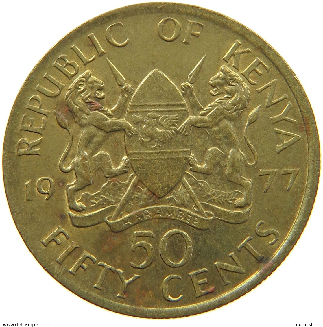 KENYA 50 CENTS 1977 KENYA 50 CENT 1977 PATTERN NICKEL BRASS RARE #t080 0393 - Kenya