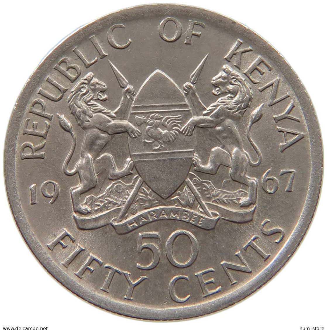 KENYA 50 CENTS 1967  #c078 0167 - Kenia