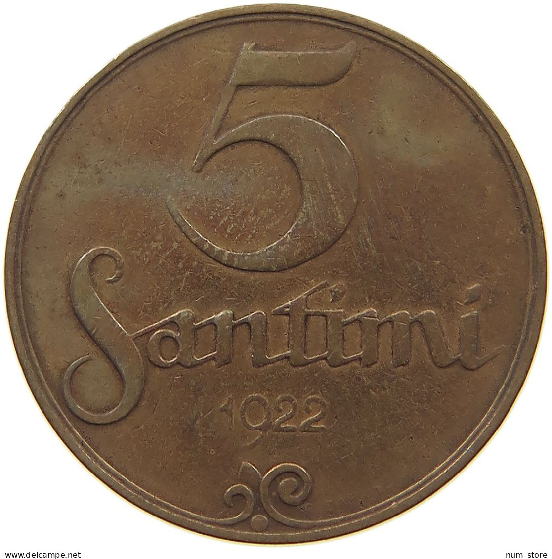 LATVIA 5 SANTIMI 1922  #c080 0685 - Lettonie