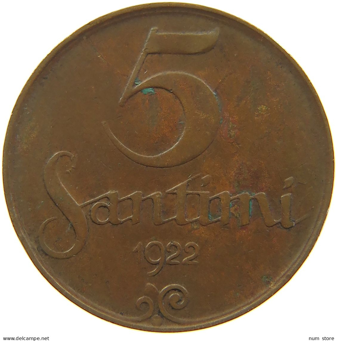 LATVIA 5 SANTIMI 1922  #s018 0261 - Lettonie