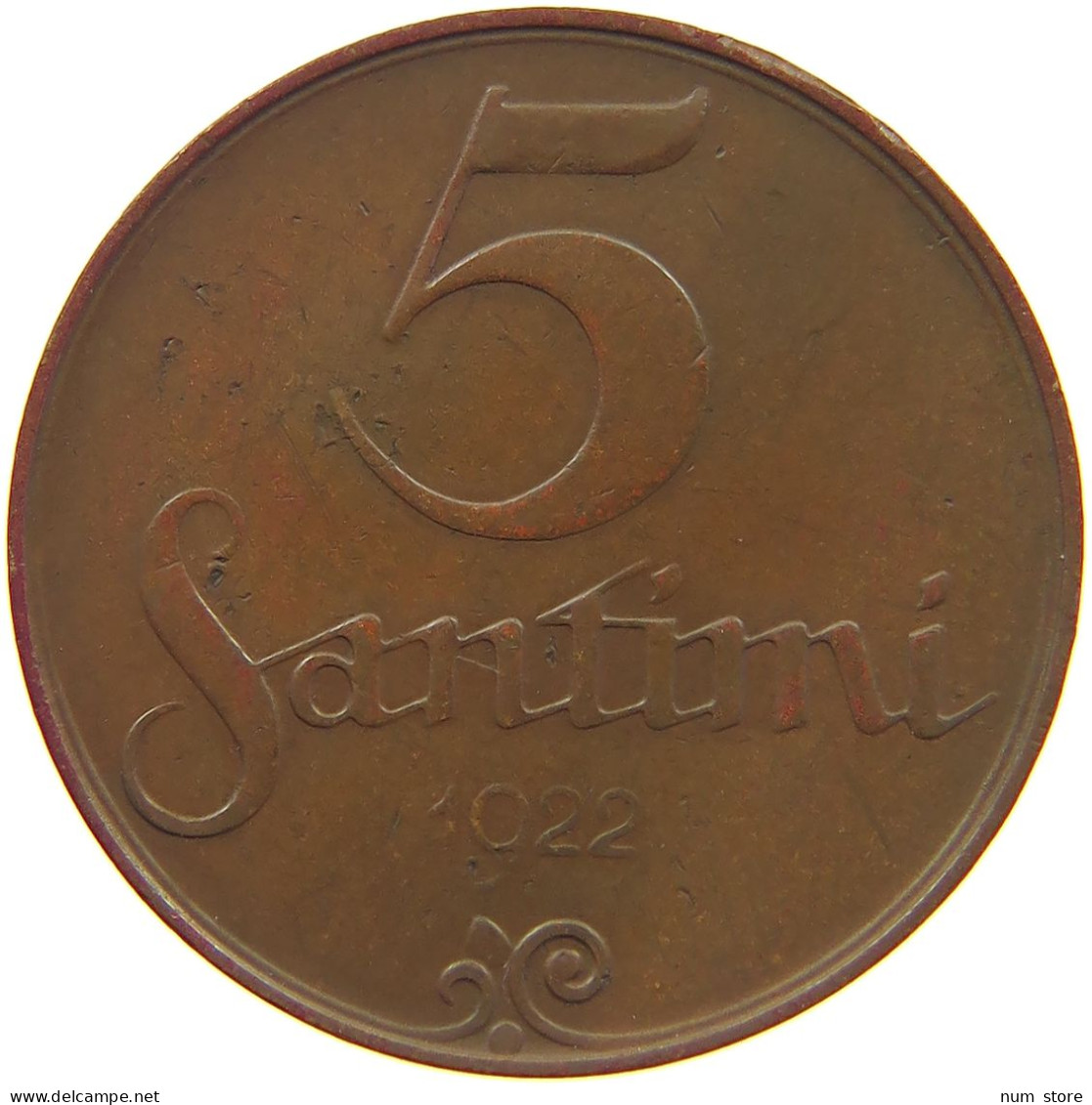 LATVIA 5 SANTIMI 1922  #c034 0043 - Latvia