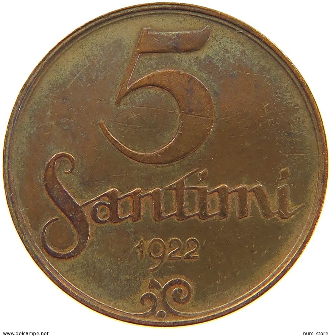 LATVIA 5 SANTIMI 1922  #a085 0387 - Latvia