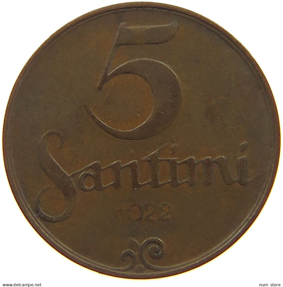 LATVIA 5 SANTIMI 1922  #a085 0389 - Latvia