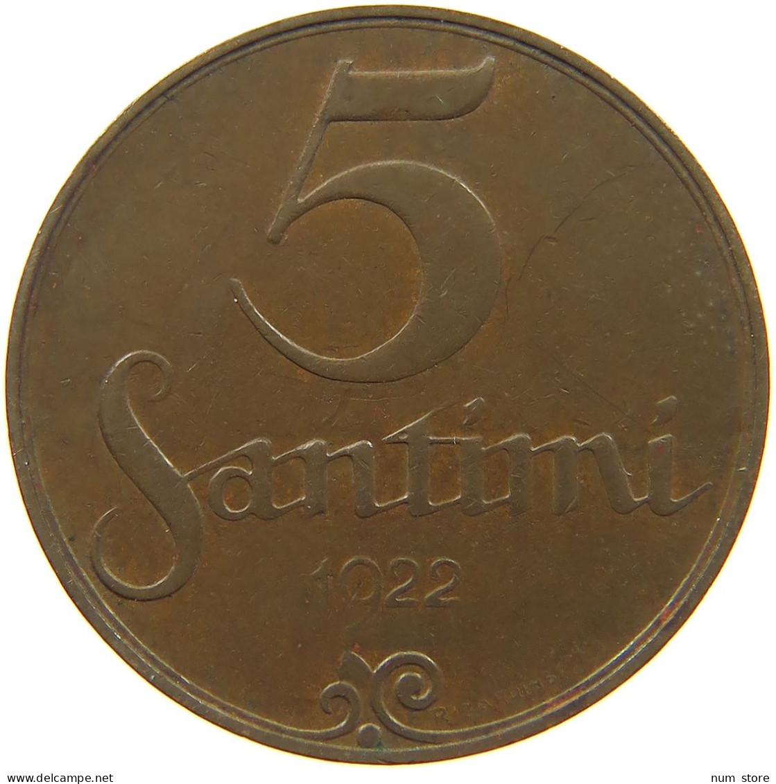 LATVIA 5 SANTIMI 1922  #c052 0485 - Latvia