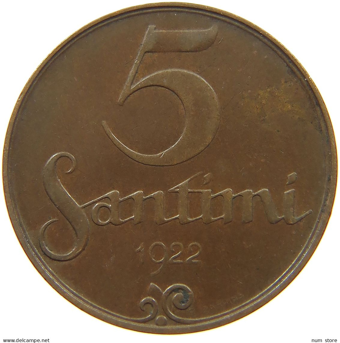 LATVIA 5 SANTIMI 1922  #a013 0523 - Latvia