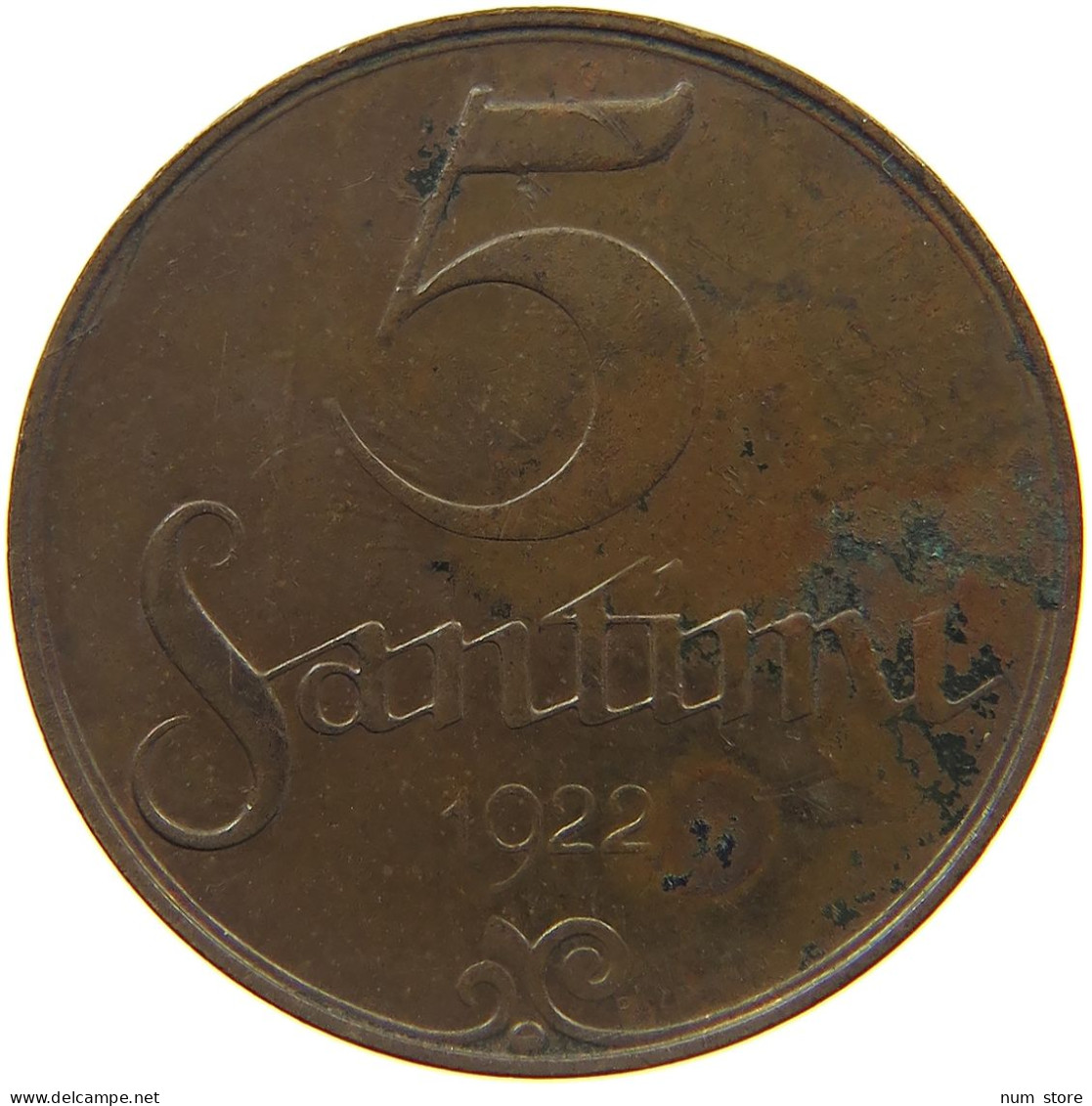 LATVIA 5 SANTIMI 1922  #c028 0317 - Lettonie