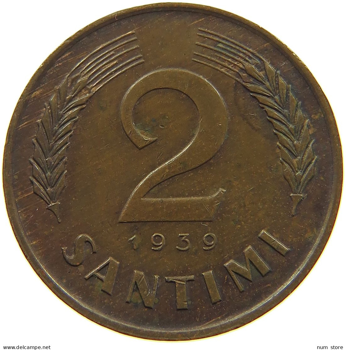 LATVIA 2 SANTIMI 1939  #a095 0653 - Latvia