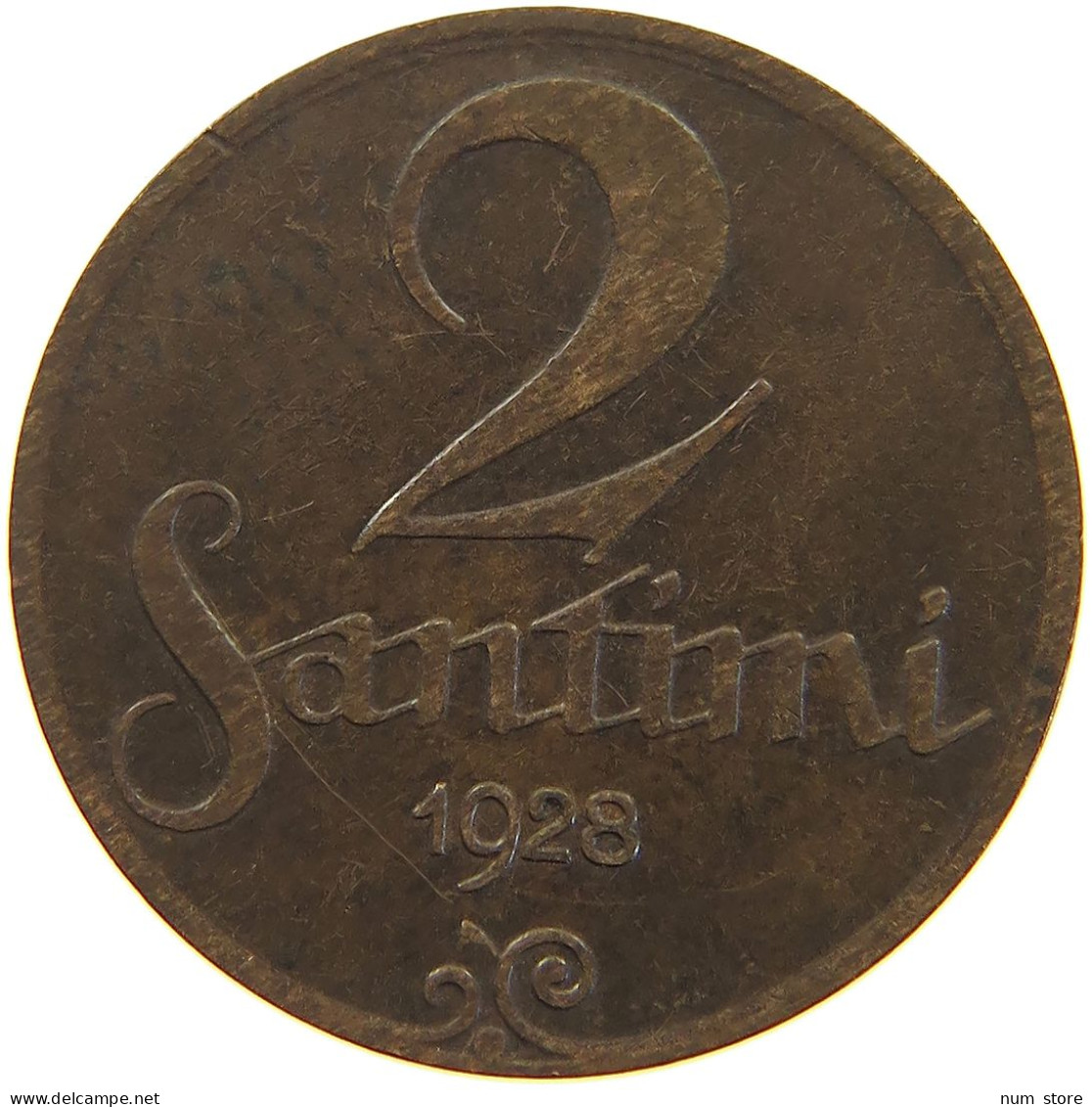 LATVIA 2 SANTIMI 1928  #a066 0759 - Letonia