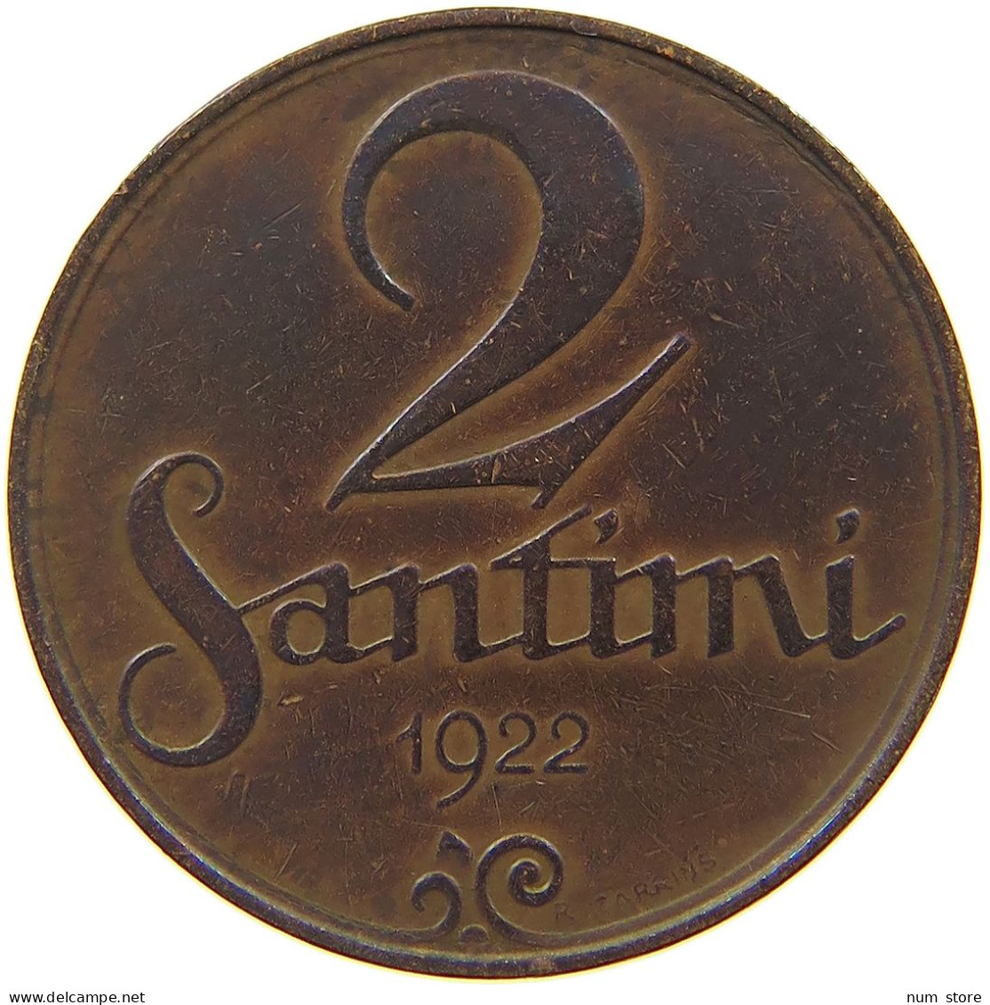 LATVIA 2 SANTIMI 1922  #a085 0713 - Letonia