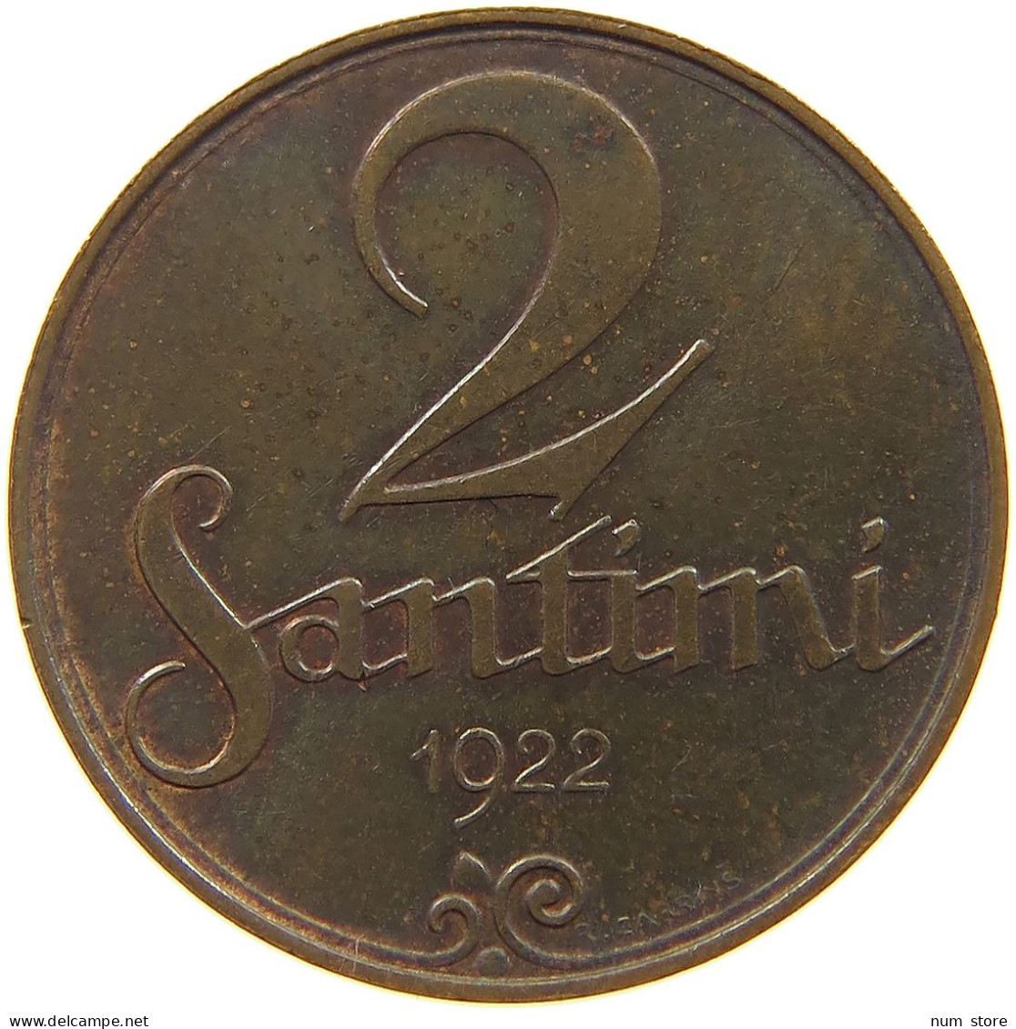 LATVIA 2 SANTIMI 1922  #a085 0709 - Letland