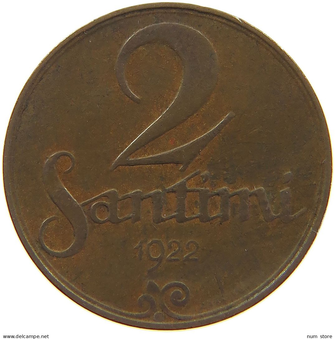 LATVIA 2 SANTIMI 1922  #a050 0461 - Letonia