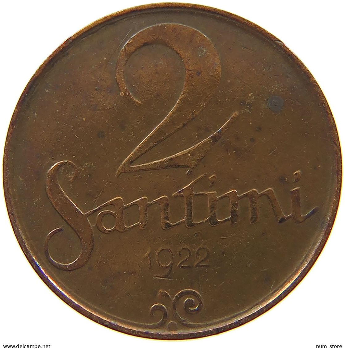 LATVIA 2 SANTIMI 1922  #a085 0707 - Latvia